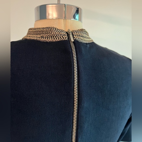 Chico’s Stretch Midi Elbow Sleeves Navy Dress S/M - Picture 7 of 10